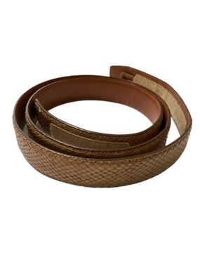 Tan/Brown Leather Belt - Terry Stack - Reptile Design - Velcro Closure - Large